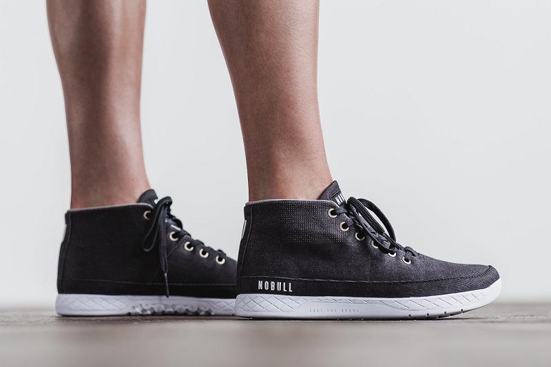 Women's Nobull Denim Canvas Mid Trainers Black | SG D2856F